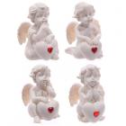 Cherubs and Angels - Cute Seated Love Cherub with Red Heart Gem