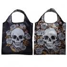 Handy Foldable Shopping Bag - Skulls and Roses