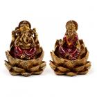 Dropship Buddha & Ganesh - Decorative Ganesh & Lakshmi Set of 2 - Lotus
