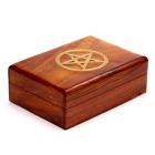 Decorative Sheesham Wood Pentagram 17.5cm Trinket Box
