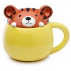 Dropship Zoo & Wildlife Themed Gifts - Peeping Lid Ceramic Lidded Animal Mug - Adoramals Tiger