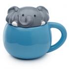 Dropship Zoo & Wildlife Themed Gifts - Peeping Lid Ceramic Lidded Animal Mug - Adoramals Elephant