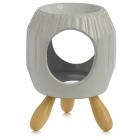 Ceramic Oil Burner - White Abstract Ridged with Feet