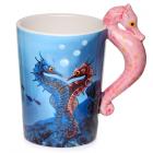 Dropship Sealife Themed Gifts - Novelty Sealife Design Seahorse Shaped Handle Ceramic Mug