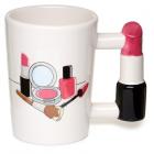Fun Lipstick Shaped Handle Ceramic Mug