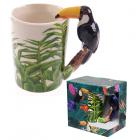 Dropship Zoo & Wildlife Themed Gifts - Novelty Ceramic Jungle Mug with Toucan Shaped Handle