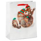 Dropship Gift Bags & Boxes - Christmas Gift Bag Large - Kim Haskins Christmas Elves Cats