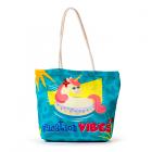 Reusable Shopping Bags - Canvas Beach Bag - Vacation Vibes Unicorn