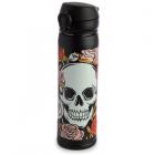 Reusable Push Top Stainless Steel Hot & Cold Thermal Insulated Drinks Bottle - Skulls & Roses