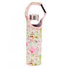 Reusable 500ml Glass Water Bottle with Protective Neoprene Sleeve - Julie Dodsworth Pink Botanical