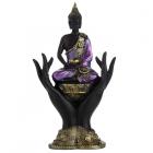 Purple, Gold and Black Thai Buddha Sitting in Hands