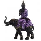 Decorative Purple, Gold & Black Thai Buddha - Riding Elephant