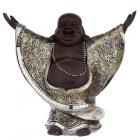 Decorative Laughing Brown and Gold Chinese Buddha with Hands Up