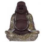 Decorative Laughing Brown and Gold Chinese Buddha Sitting