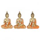 Decorative Thai Buddha Figurine - Gold & Orange Meditation