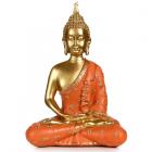 Dropship Buddha & Ganesh - Decorative Thai Buddha Figurine - Gold & Orange Contemplation