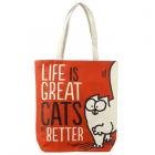 Reusable Shopping Bags - Handy Cotton Zip Up Shopping Bag - Simon's Cat Life is Great