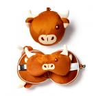 Highland Coo Cow Relaxeazzz Plush Round Travel Pillow & Eye Mask Set