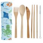 100% Natural Bamboo Cutlery 6 Piece Set - Splosh Sealife