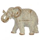 Decorative Thai Brushed White and Gold Medium Elephant