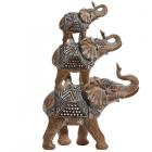 Decorative Stacked Elephant Wood Effect Figurine