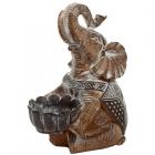 Decorative Elephant Wood Effect Tea Light Candle Holder