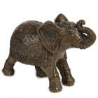 Decorative Elephant Medium Figurine - Peace of the East Dark Brushed Wood Effect