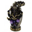 Purple, Gold and Black Ganesh in Hand Lotus Tea Light Holder
