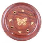 Decorative Sheesham Wood Round Butterflies Ashcatcher