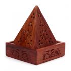 Pyramid Sheesham Wood Incense Cone Box with Fretwork