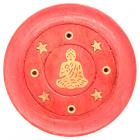 Decorative Round Buddha Wooden Red Incense Burner Ash Catcher