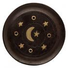 Decorative Moon & Stars Wooden Black Incense Burner Ash Catcher