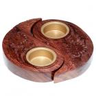 Carved Wood Round Yin Yang Tea Light Holder (Item price is for both halves)