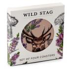 Set of 4 Cork Novelty Coasters - Wild Stag