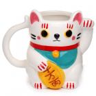 Ceramic White Maneki Neko Lucky Cat Shaped Collectable Mug