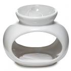 Ceramic Oval Double Dish and Tea Light Oil and Wax Burner - White