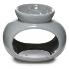 Ceramic Oval Double Dish and Tea Light Oil and Wax Burner - Grey