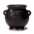 Dropship Oil Burners - Black Witches Cauldron Shaped Oil Burner with Pentagram
