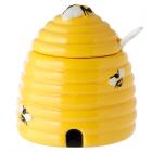 Beehive Shaped Ceramic Pot with Lid and Spoon