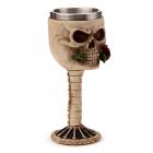 Decorative Goblet - Skull with Red Rose in Mouth
