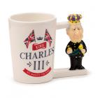 Novelty Ceramic Mug with King Charles III Shaped Handle