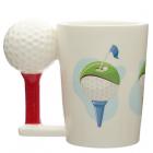Dropship Mugs - Ceramic Golf Ball and Tee Shaped Handle Mug