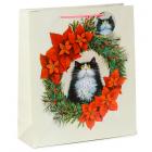 Kim Haskins Cat Christmas Wreath Extra Large Gift Bag