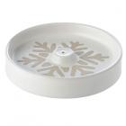Dropship Christmas - Stoneware Ashcatcher Incense Sticks & Cones Burner Dish - Christmas Snowflake White Glaze Relief 