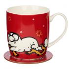 Christmas Porcelain Mug & Coaster Set - Simon's Cat